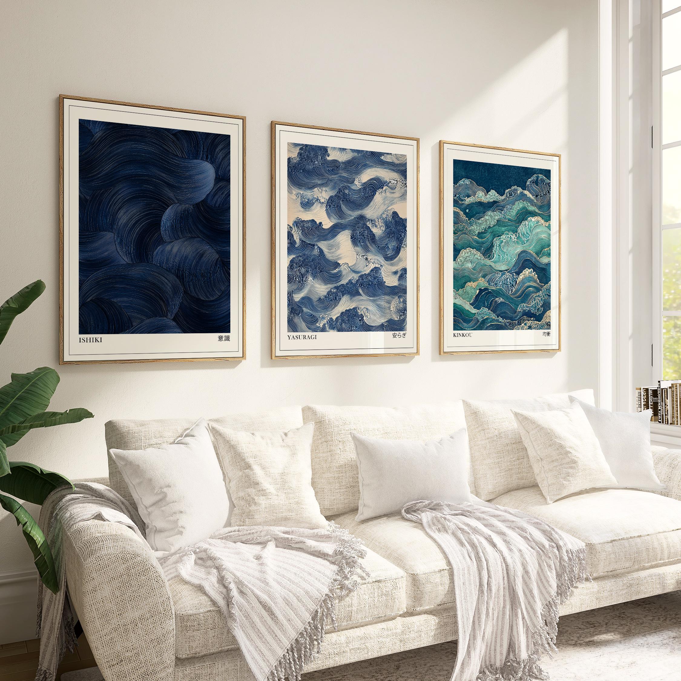 Japanese Living Lifestyle - Japandi Wall Art Set di 3,