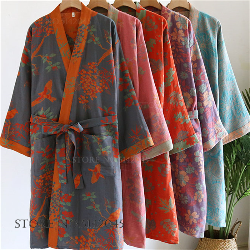 Kimono Yukata Cotton - Kimono retrò giapponese femminile Accappatoio Abito
