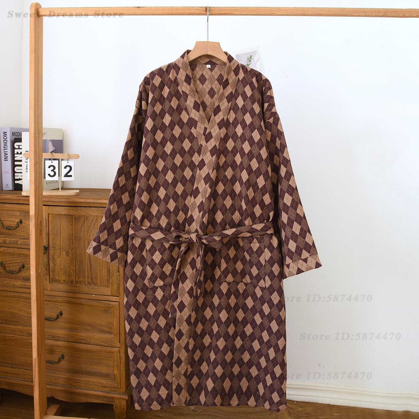 Kimono Yukata Cotton - Accappatoio in cotone jacquard da uomo,