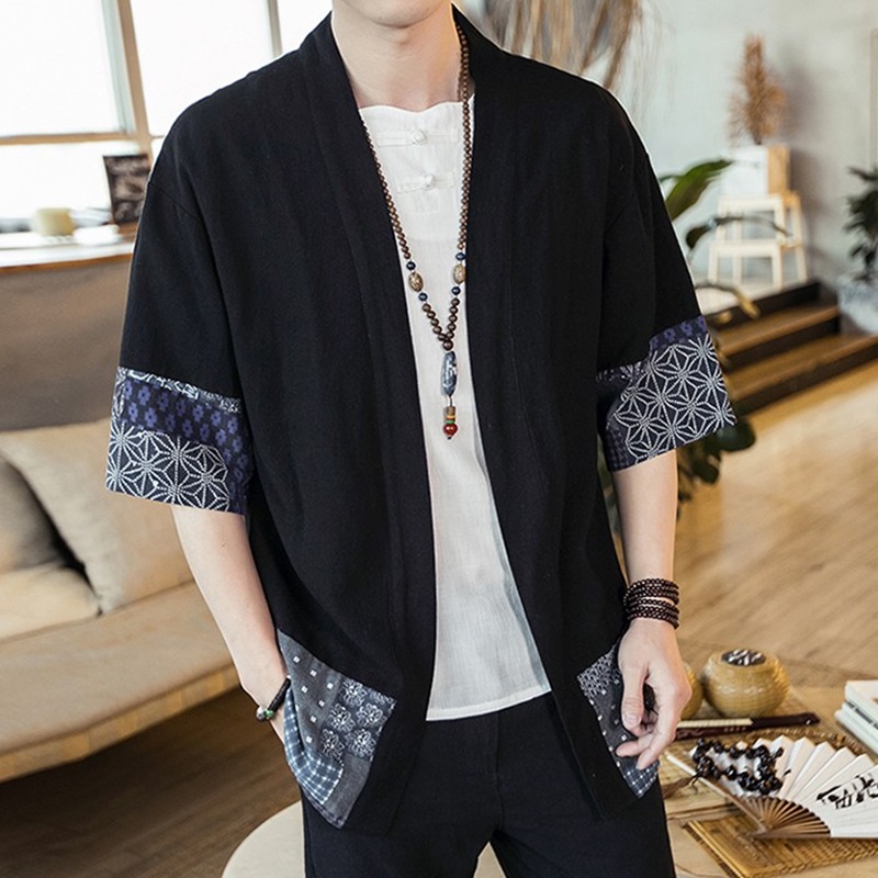 Kimono Yukata Cotton - Kimono giapponese da uomo Cardigan Streetwear